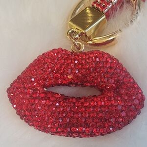 Red Crystal Lip Keychain NWOT